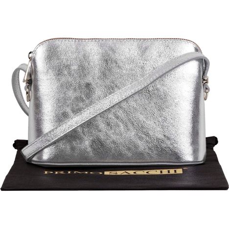 Womens Silver Italian Leather Handbags Primo Sacchi